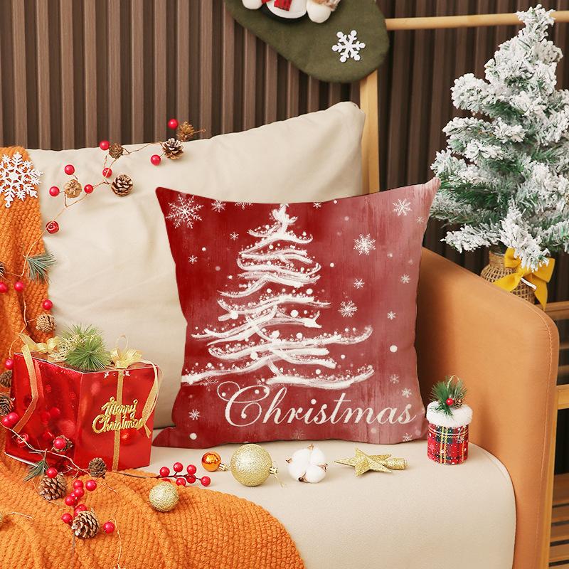 Hand-painted New Christmas Pillow Cover Linen Printed Snowman Cushion Simple Versatile Home Decoration Combination Pillow Cover