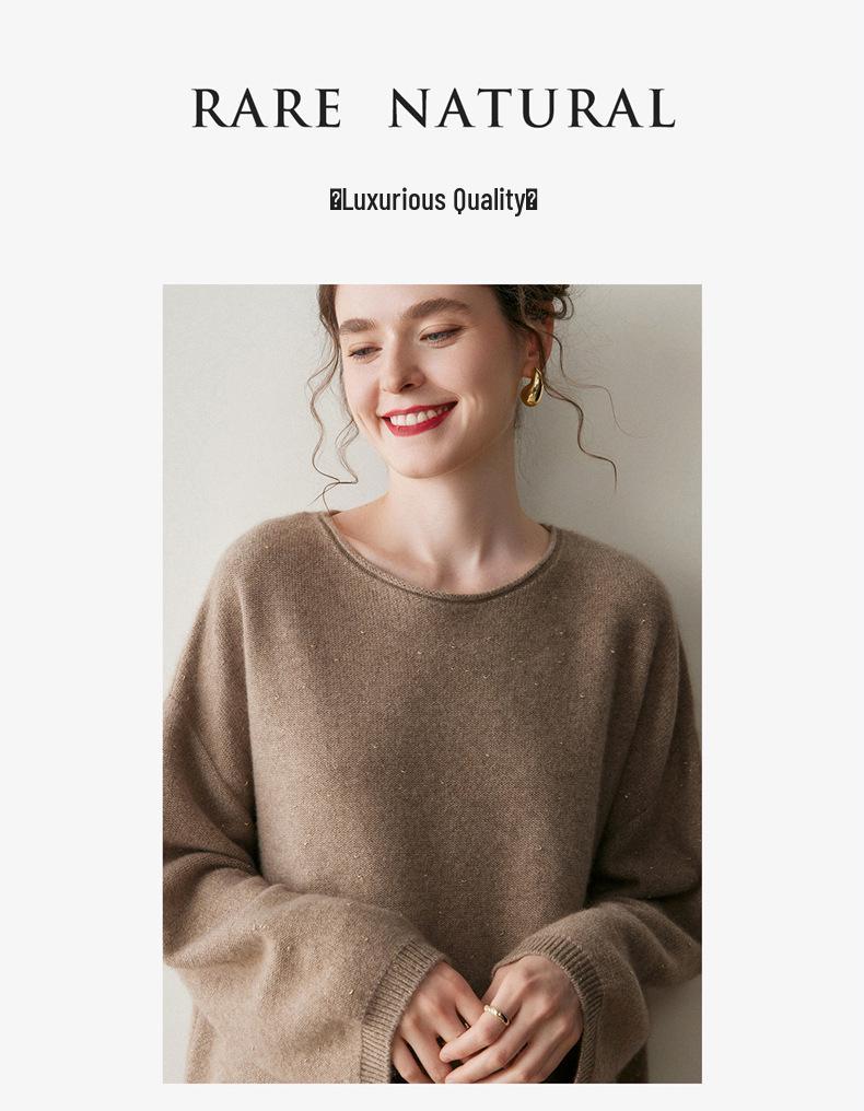 Women's Cashmere Sweater - Solid Color Loose Pullover, Long Sleeve, Korean Style for Autumn & Winter