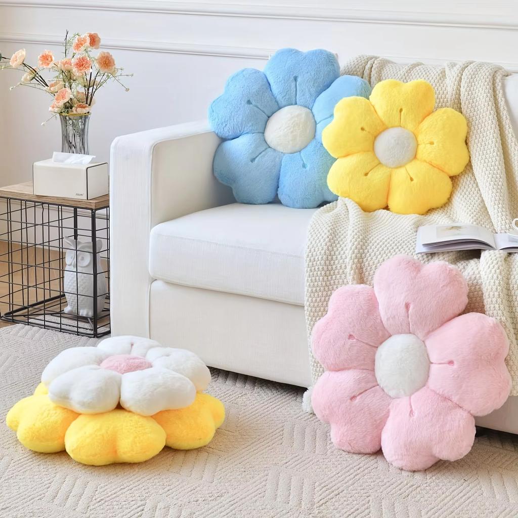 Flower-Shaped Plush Throw Pillow - Comfortable and Cute Mattress and C, Chair Cushion Floor Cushion