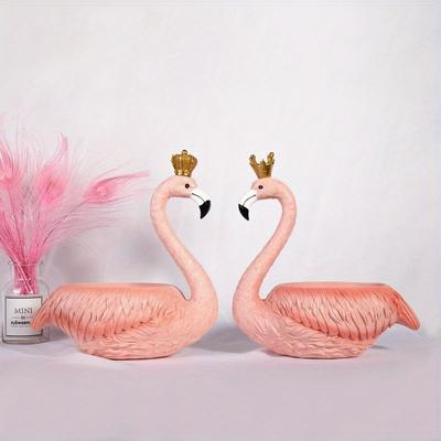 1Pcs Kreative Harz Handwerk Veranda Hause Lagerung Ornamente Flamingo Dekoration Lagerung Box