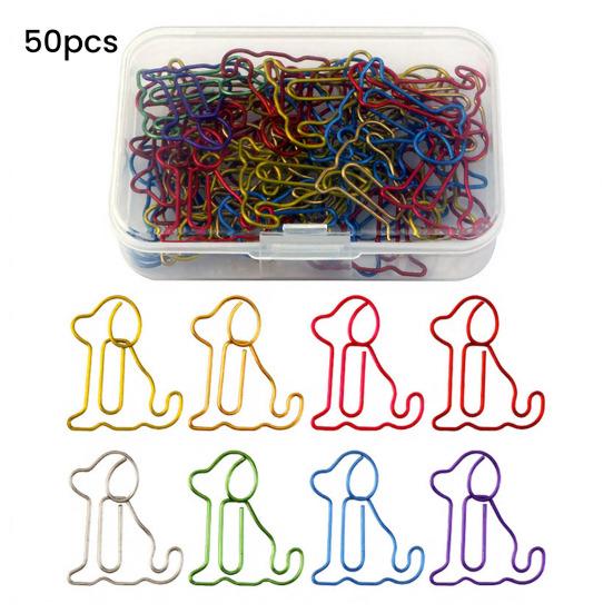 Yousheng 50Pcs Christmas Paper Clips Dog Shape Non-bending Metal Clips Office School Desk Organizing Cards Document Fasteners