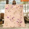 1pc 2D Flat Printing Spring And Summer New Arrival Pink Base Small Floral Digital Print Blanket, Throw, Soft And Comfortable 100% Polyester Fiber, All