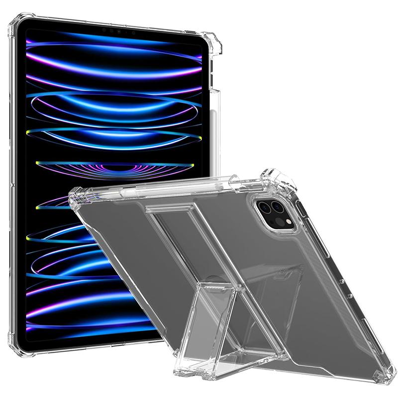 For iPad Pro 11inch (M4/M5) Case 2024/2025 Release with Kickstand/Stylus Pencil Holder Slot Soft TPU Clear Back Cover Protective