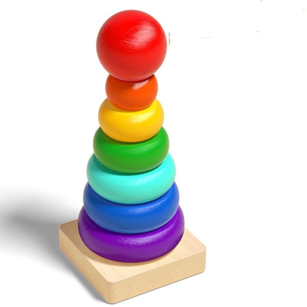 Montessori Geometric Stacking Peg Toy Early Learning Educational Shape Sorting Building Blocks for 1-3 Years Old Boys Girls