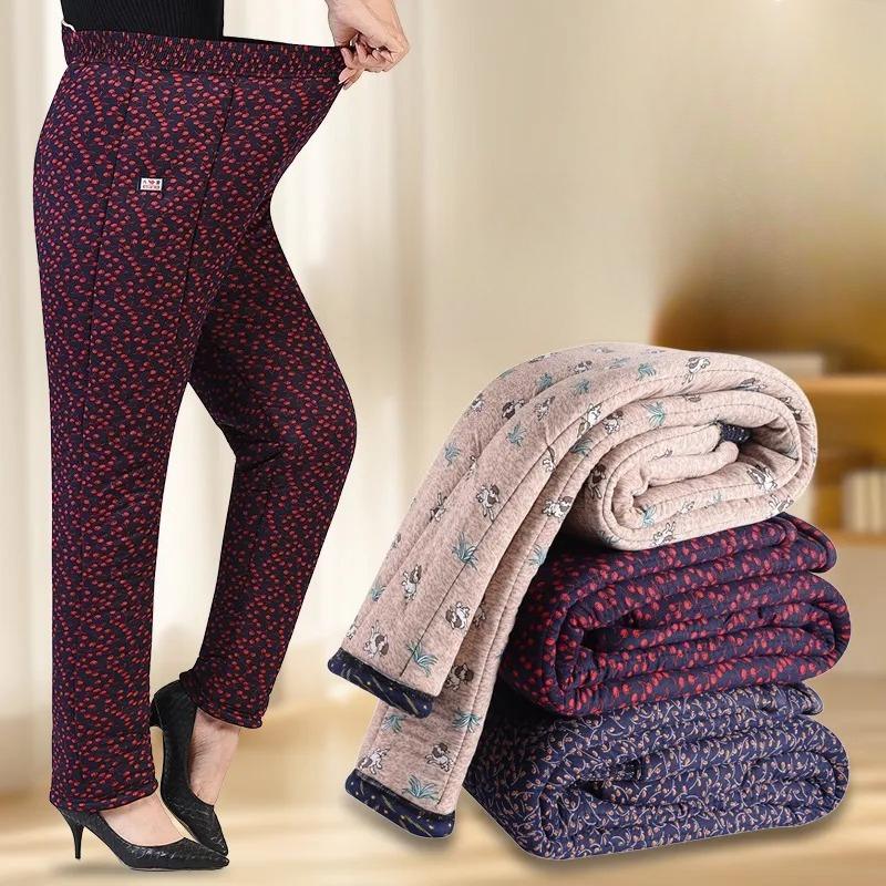 Cotton Pants Women's Winter Pants Increase Loose and Thickened Mother Plus Velvet Cotton Pants