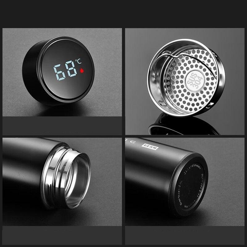 500ml Tea Infuser Thermoses Water Bottle Portable Travel Mug with Smart LCD Touch Screen Keep Hot Or Cold Coffeeware
