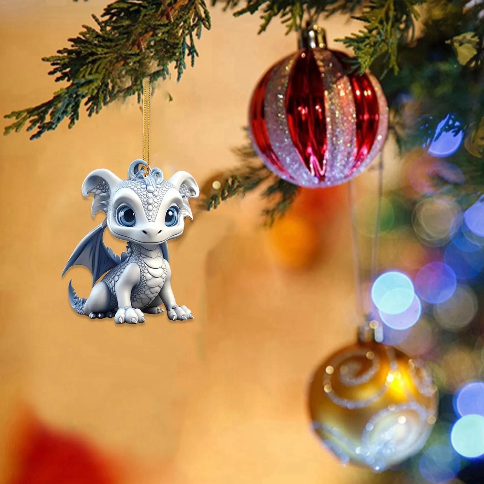 

Новый год 2025 рождественские принадлежности милый дракон новогодняя елочная игрушка подвесное украшение акриловый кулон для украшения интерьера автомобиля подарки 2D