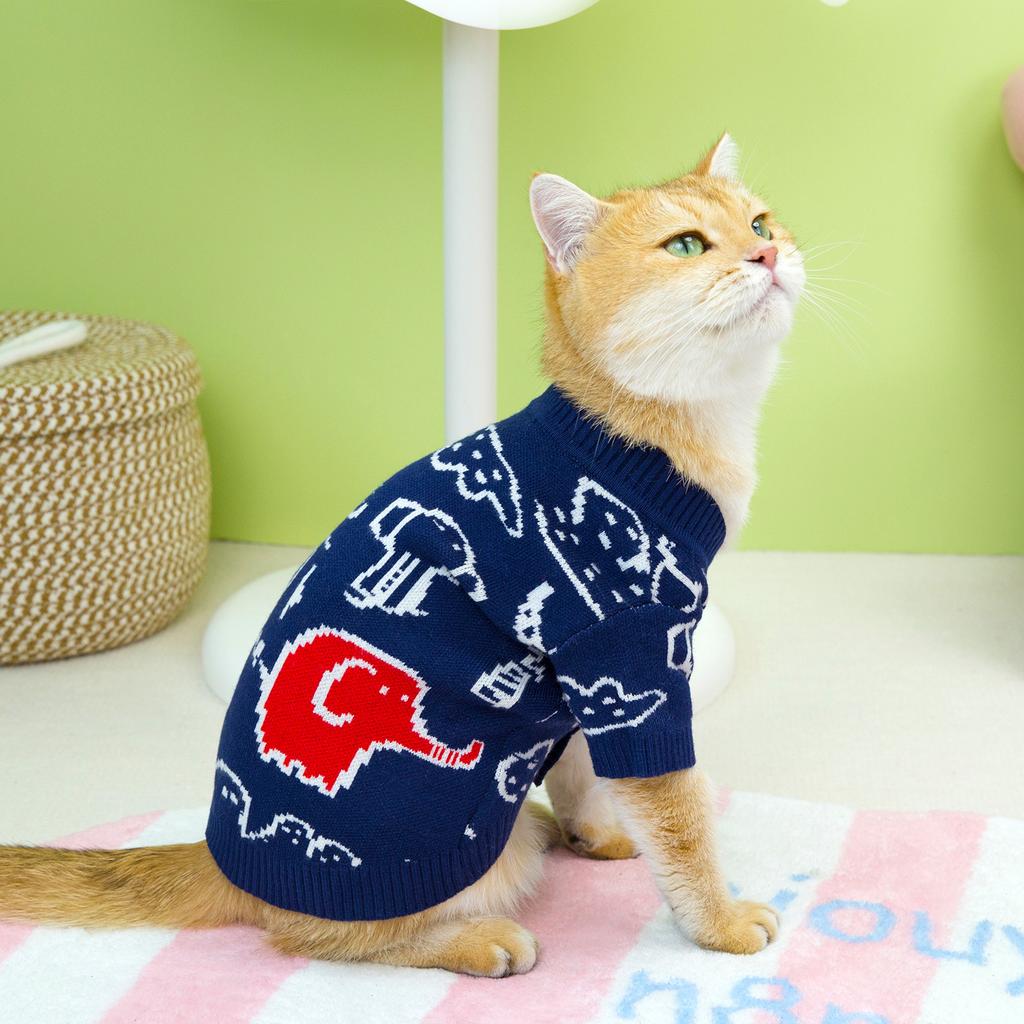 Autumn and Winter Pet Clothes Cartoon Elephant Cat Sweater Dog Needs Autumn and Winter Base Coat Puppy Clothes Winter