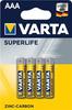Varta Superlife Aaa Alkaline Battery Disposable, R03 Aaa