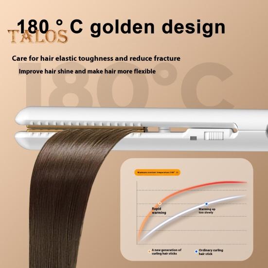 USB Mini Curling Iron 2-In-1 Dual Purpose Curling Wand Flat Iron Hair Straightener Curler Fast Heating Portable Travel Women Short Long Hair Styling