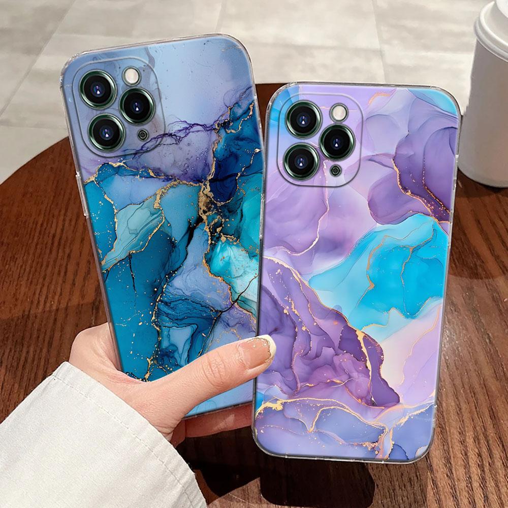 Watercolor Abstract Marble Pattern Case For Apple iPhone 17 16 15 14 13 12 11 Pro Max 16 Plus 16E 17Air 17Pro Phone Cover Funda