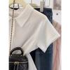 Premium Polo lapel knitted sweater short-sleeved women's summer T-shirt small fashionable temperament bottoming top