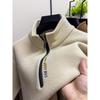 Men's Winter Fleece-Lined Zipper Sweatshirt with Semi-High Collar, Thickened Long-Sleeve Casual Sweater