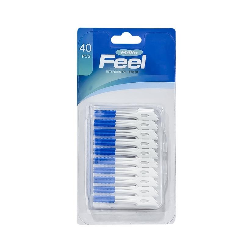 40 Pcs/Pack Dental Floss Picks Soft Silicone Interdental Brush, Braces Brush, Floss Pick for Teeth, Disposable interdental Brush синий