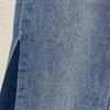 Women's Blue High Waist Jeans Fashion Clashing Color Splicing Wide Leg Flared Pants Loose Straight Trousers