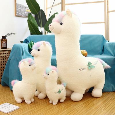 Simulation Alpaca Doll Plush Toy Grass Mud Horse Series Doll Sheep Gift Throw Pillow for Children