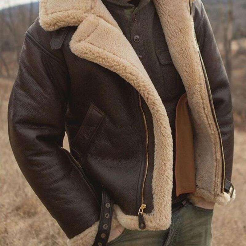 2025 Men Fur Integrated Jacket Coat Thick Parkas Winter Fashion Men Casual Faux Fleece Coats Men's Jacket Clothing