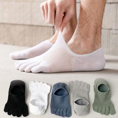 Breathable Five Toe No Show Socks for Men and Women Cotton Blend Low Cut Ankle Socks with Individual Toe Design for Comfort and Flexibility
