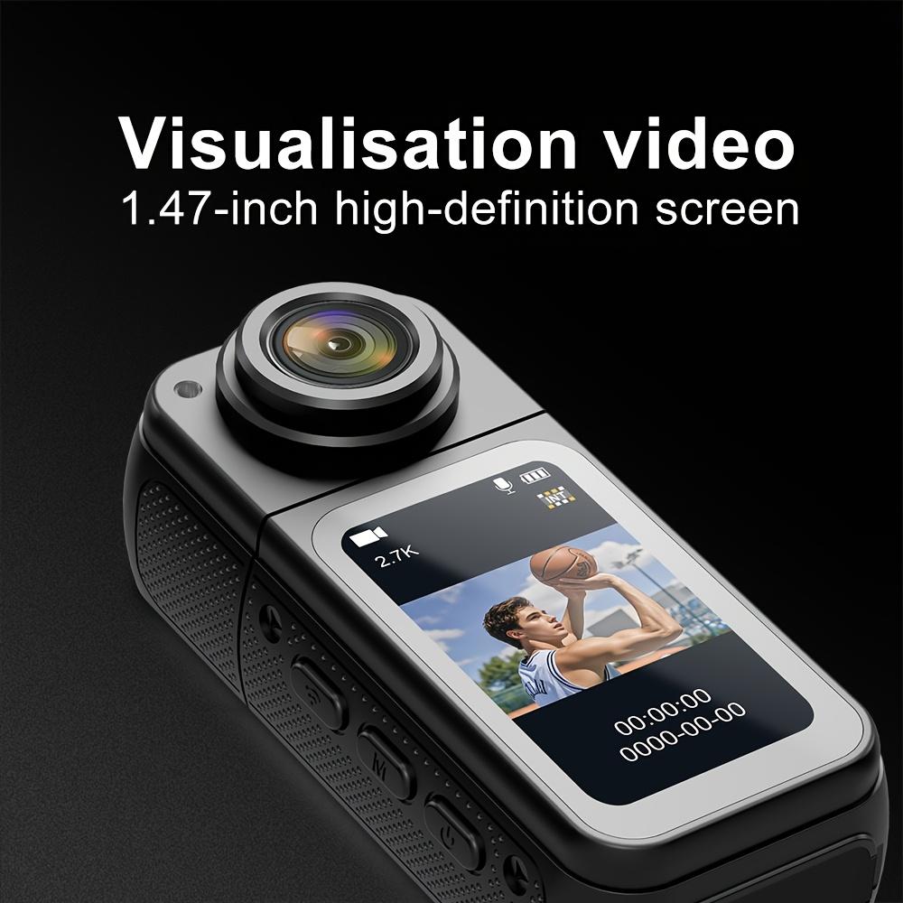 2,7K Ultra High Definition Finger-Actionkamera mit Magnetband, 180° drehbarem Objektiv und 64GB Karte – tragbare POV-Kamera für unterwegs