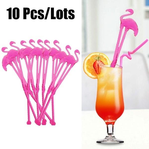 10 Stück/Packung Flamingo Kunst Cocktail Rührstäbchen Getränkemischer Kaffee-Stößel Puddler