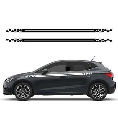 2PCS Side Door Stripes Car Stickers Honeycomb Style Vinyl PVC Decals For Seat FR Ibiza 6j 6l Ateca Altea Leon Car Accessories