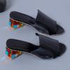 2024 New Crystal Sandals Ladies Open Toe Square Heels Fashion Spring Elegant Women's Summer Footwear Sandalia Feminina Slippers