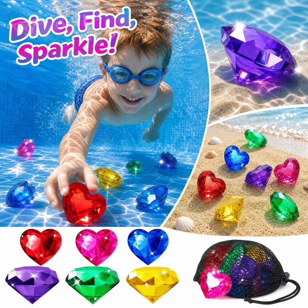 Extra Large Pool Diving 9 Pack, Random Color Underwater Swimming Pool Toys for Kids