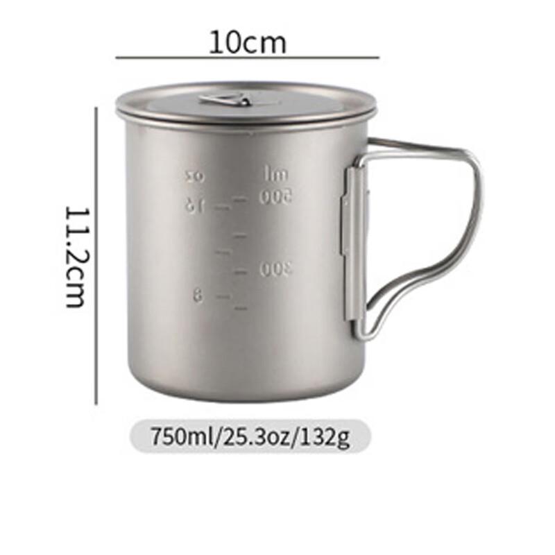 NuFeng Outdoor Titanium Camping Mug 700ml with Lid