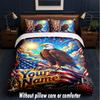 American Patriotic Theme Custom Text Or Name 3Pcs Bedding Set,1 Flat Sheet & 2 Pillowcases Personalized Home Bedding
