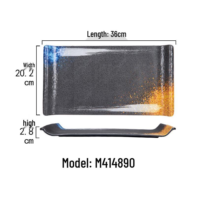 Rectangular Melamine BBQ & Sushi Serving Plate 36cm