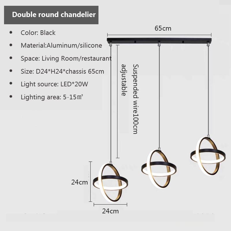 Nowoczesna lampa wisząca LED Czarny żyrandol Lampa wisząca do jadalni Hotel Sypialnia Lampka nocna Dekoracja domu Lampa wisząca