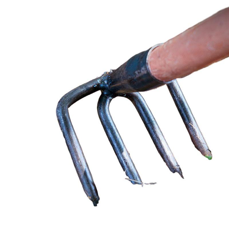 Heavy-Duty Iron Garden Rake: Three or Four Teeth for Soil Turning and Loosening In Vegetable Planting and Land Reclamation.