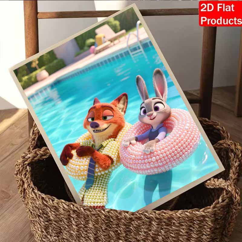 Disney Pearl Painting Zootopia Handmade DIY Pearl Gem Painting Pictures Crafts Special Shape Home Wall Decoration