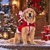 Warm Acrylic Dog Apparel Santa Riding Costume, Christmas Rider Pet Outfit, Hooded Funny Snowflake Pattern Outfits Holiday Cosplay Costume for