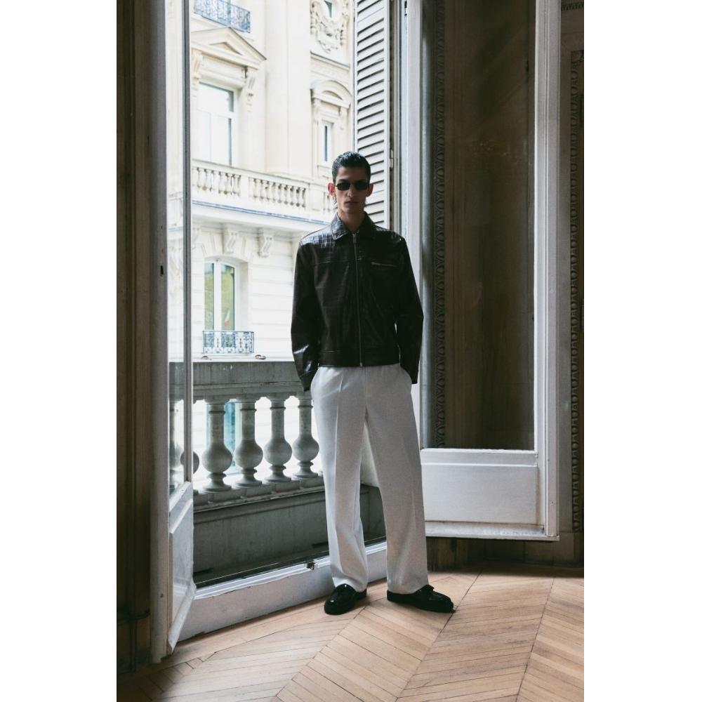 H M Regular Fit Crocodile Pattern Jacket Brown