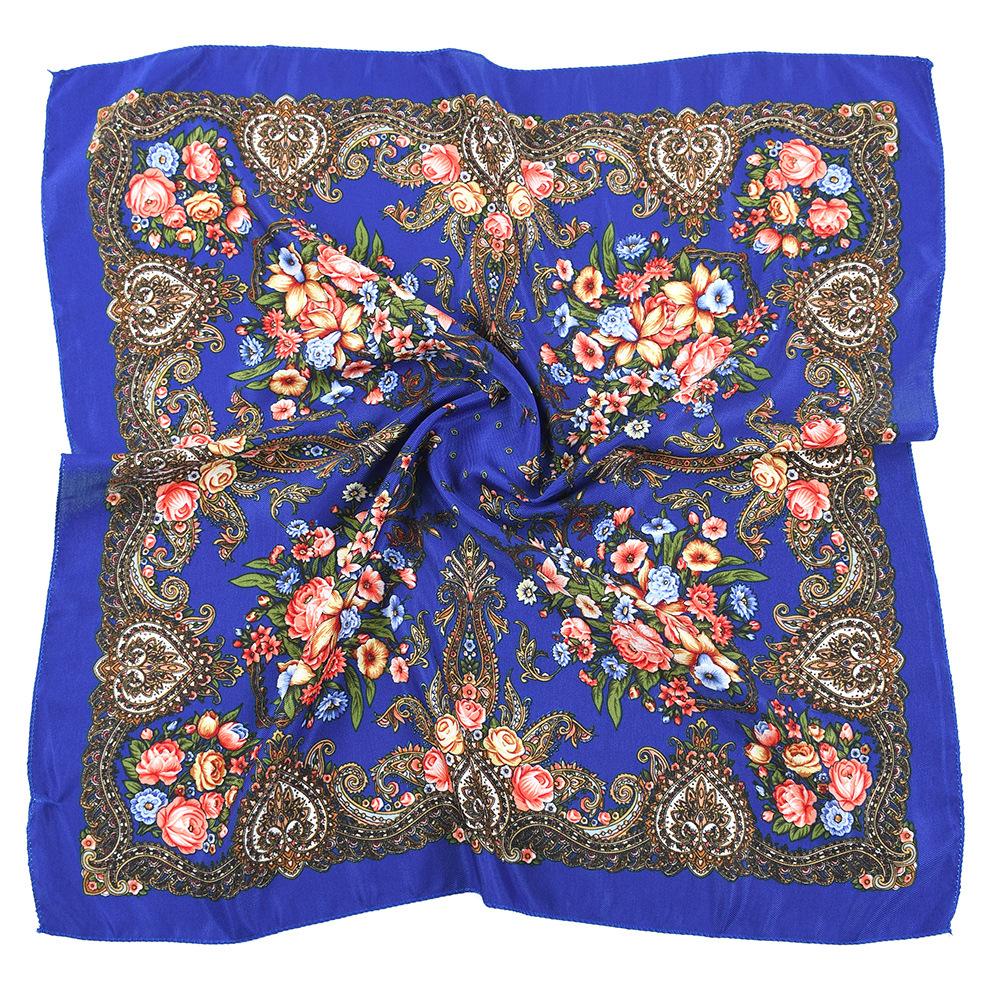 High-Quality 70cm Square Fashion Scarf Women Floral Cotton Bandanas Lady Scarves HIjab Headband Accessories Handkerchief Hair