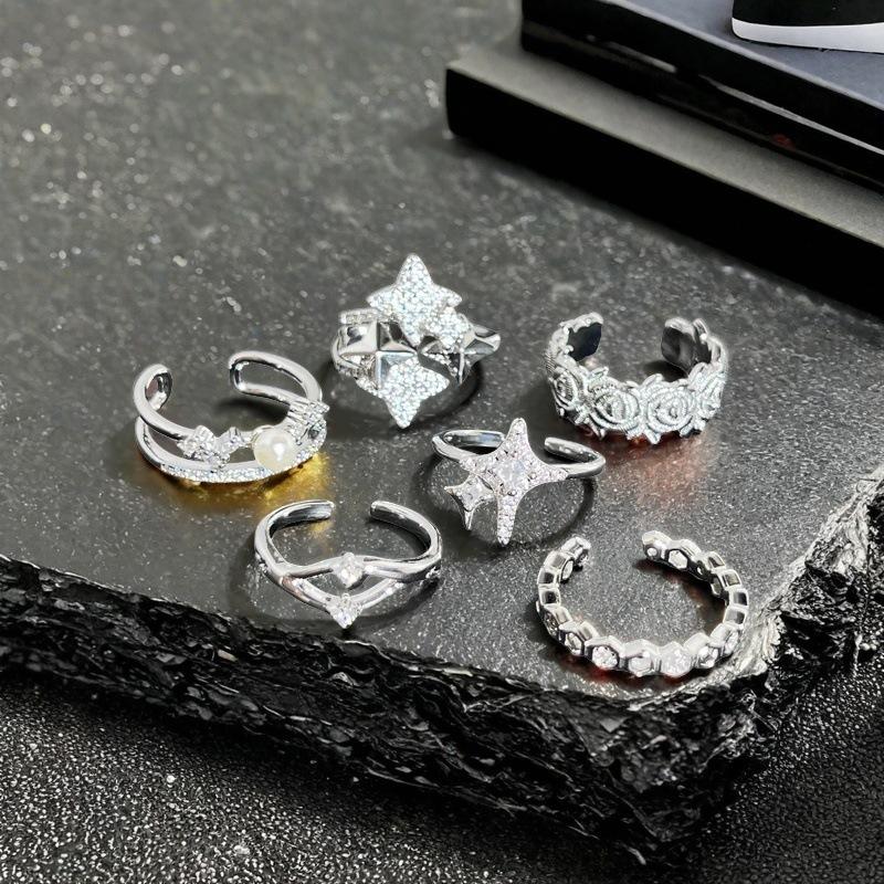 New Niche Design, Simple Plain Ring, Star Light Open Ring, Light Luxury Full Of Diamonds, Zircon Advanced Sense Ring.