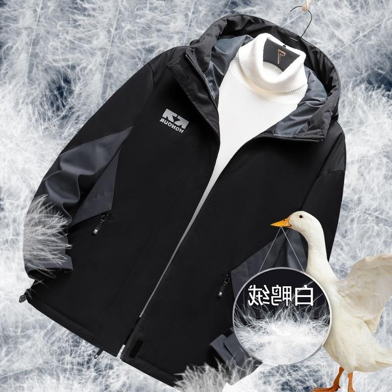 2025 Dunjakke Herre Hvit Andedun Hette Utendørs Fritid Par Arbeidsklær Fortykket Varm Løs Allsidig Jakke