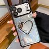 Heart-shaped Mirror Electroplated TPU + Acrylic Phone Case with Holder
