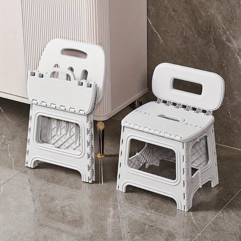 [Portable Stool] Durable Portable Foldable Plastic Stool with Backrest | Ideal for Home, Fishing, and Easy to Assemble