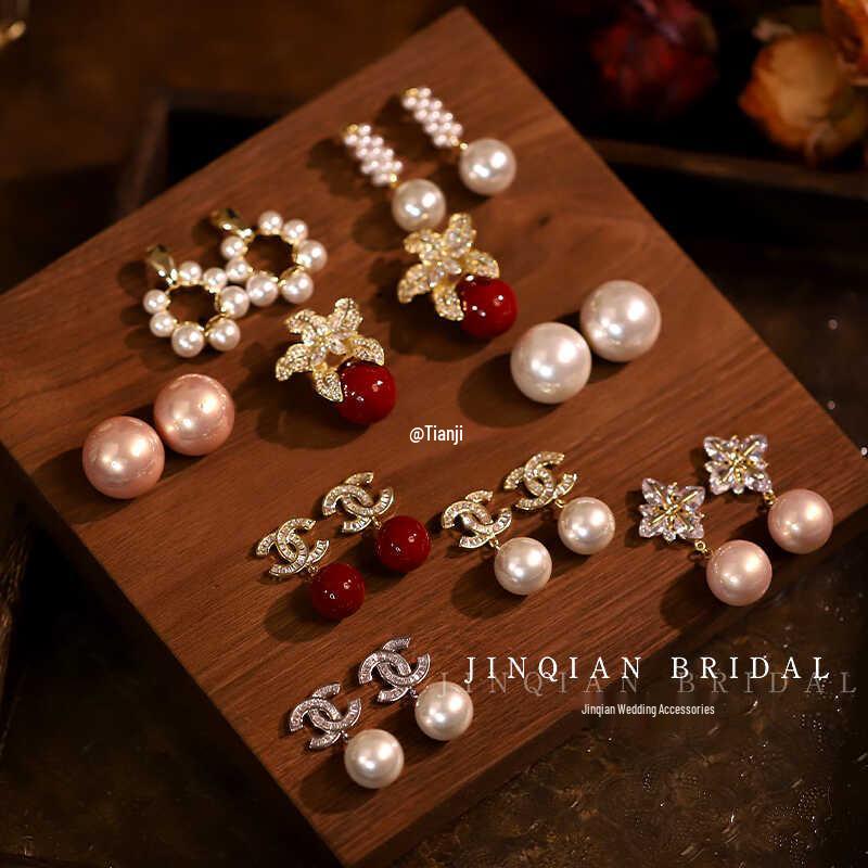 Trendy Light Luxury Zircon Bridal Earrings with 925 Silver Needle