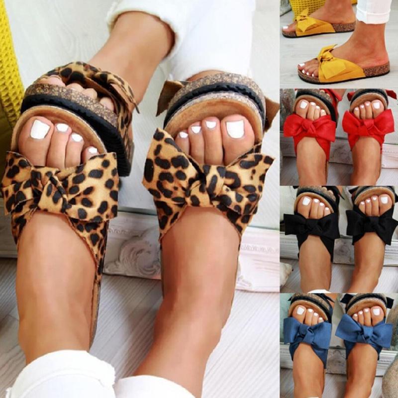Women Flatform Bow Slides With Breathable Design For Summer Comfort**