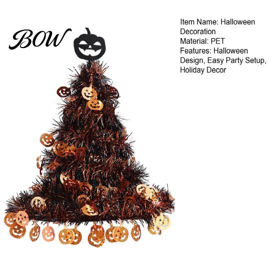 Autumn Seasonal Decor Halloween Witch Hat Pumpkin Decor, Metallic Rain Curtain Door Hanging Ornament for House Warming Decorations Party, Spooky