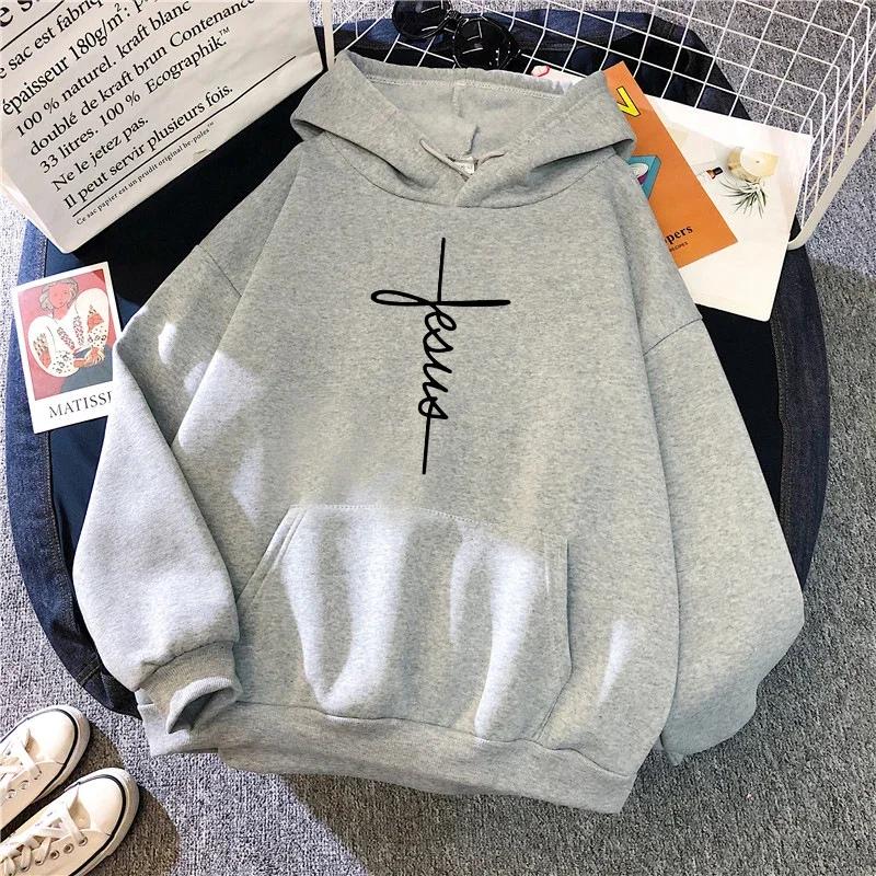 Glaube Aufdruck Damen Hoodies Herbst Winter Täglich Lässig Sportlich Kapuzenpullover 2025 Weiblich Zuhause Outdoor Komfort Warm Locker Pullover