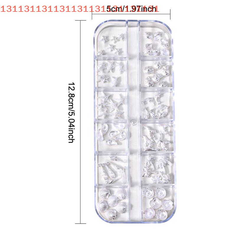 12 Grids/Box For Dreamy Oceanic Manicure Look 3D Nail Art Charms Aurora Shells Starfish Mermaid Tail Accessory