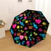 1PC Music NotesHeart Symbols Pattern Small Travel Compact Windproof Umbrella, Automatic Folding Umbrella, Automatic Open/Close ,Gift-146