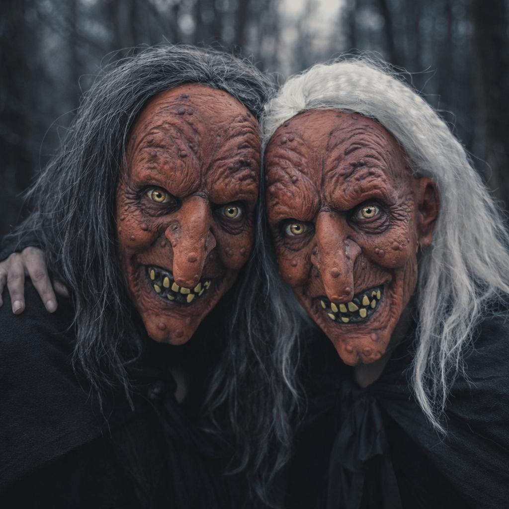 Creepy Witch Mask With Yellow Teeth Halloween Horror Latex Headpiece For Costume Or Haunted House