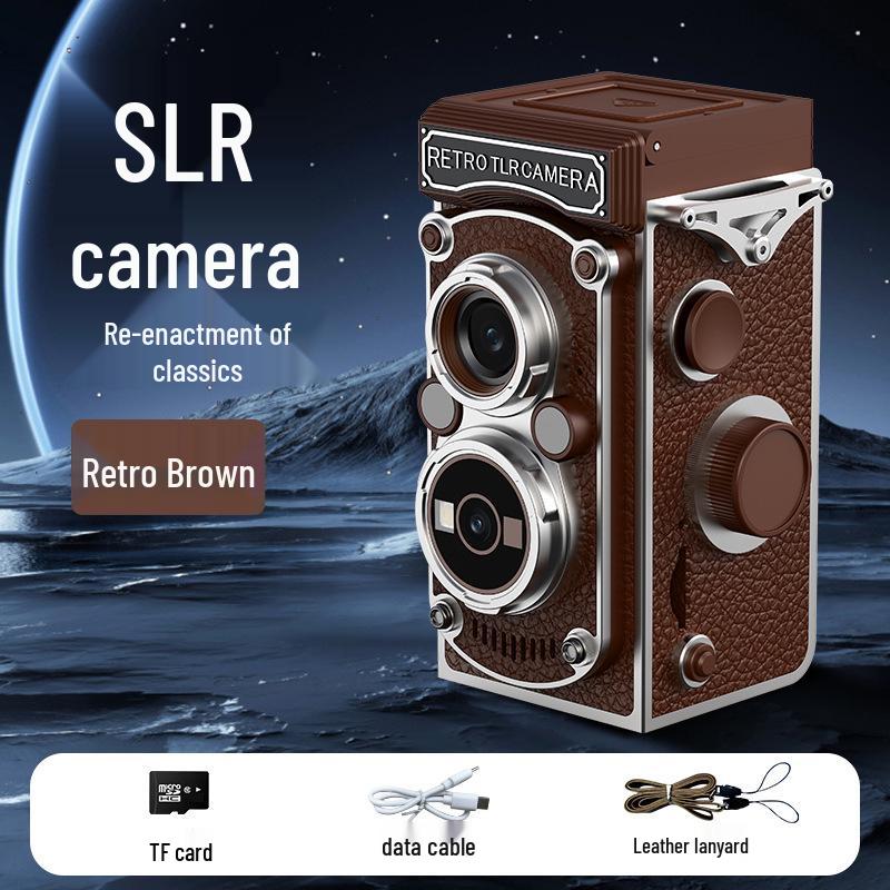 Retro Dual-Lens Travel Camera - Manual Crank, Student-Friendly, Portable Film & Digital Model