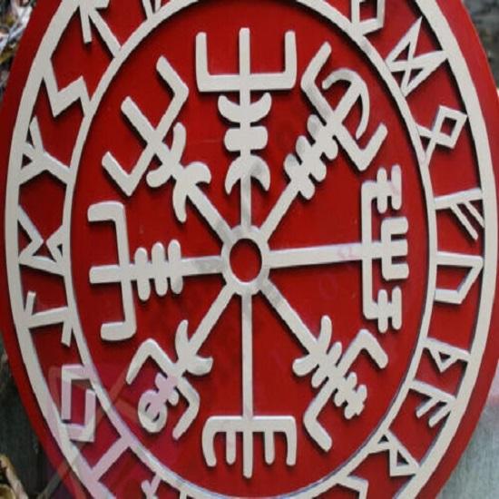 Medieval  Viking Shield - Helmet of Awe with Dragon and Runes Viking Shield 24'