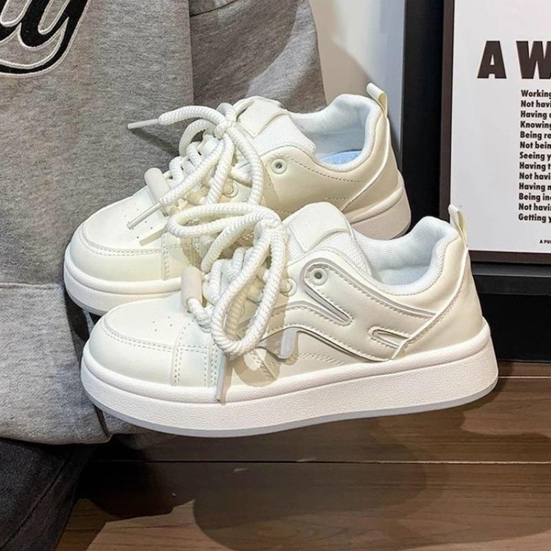 Thick-soled Heightening Little White Shoes Women's Spring New Fashion Lace-up Single Shoes Student Casual Sports Board Shoes